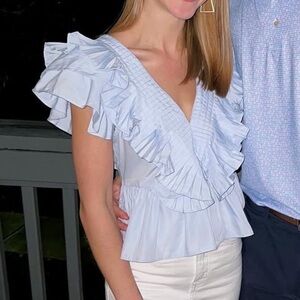 Light Blue Ruffled Top